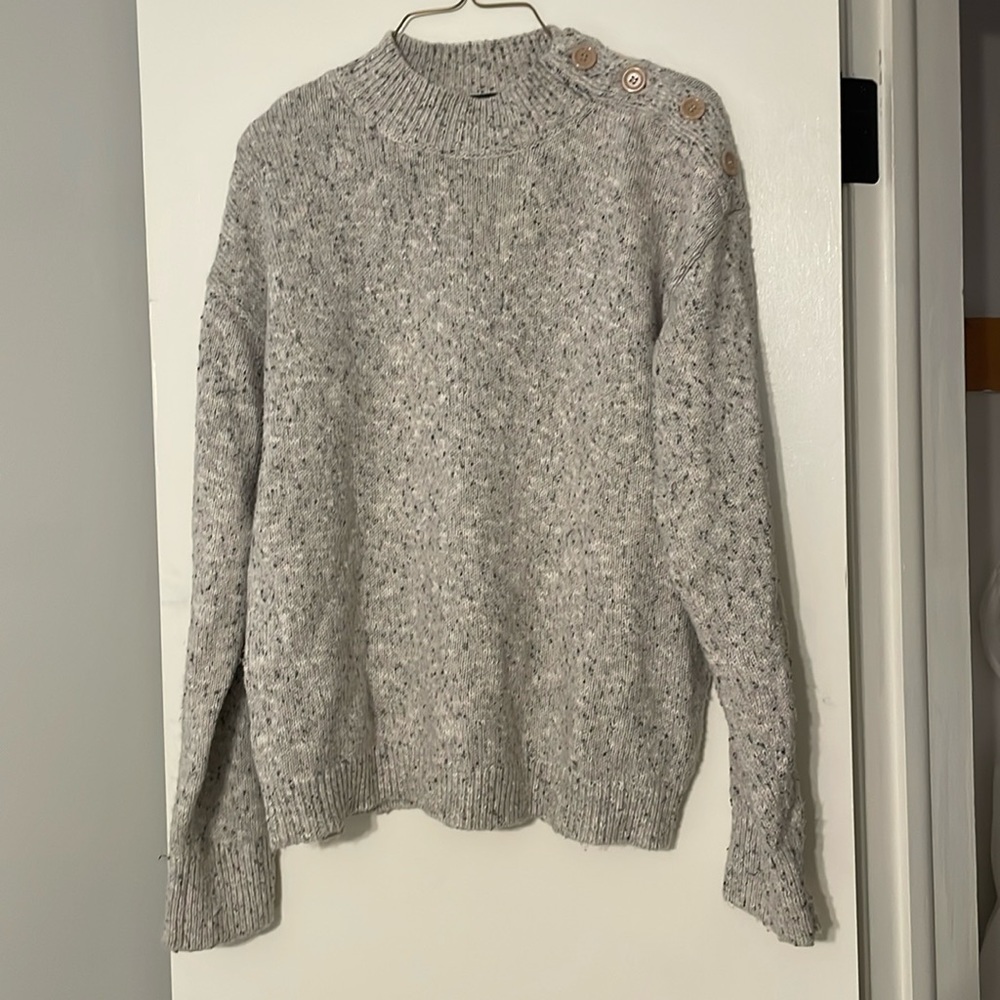 Grey Sweater With Button Accent - image 1